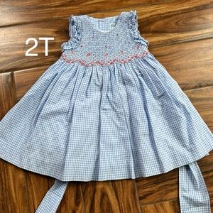 Luli & Me Blue and Red Smocked Dress